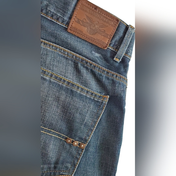 Sicko Nineteen Distressed Denim Blue Jeans Size 34 x 33 Button Fly Mens Womens - Picture 8 of 10